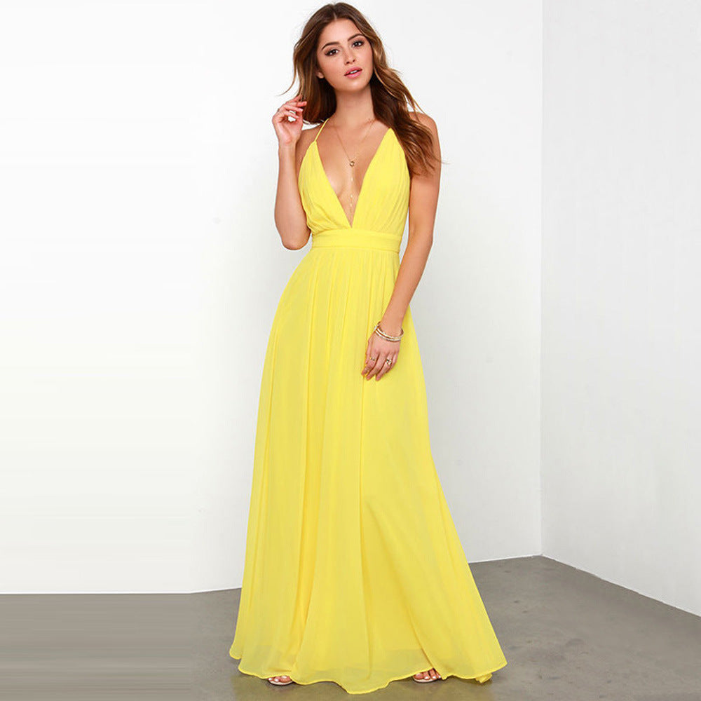 Yellow Summer Slit Dress