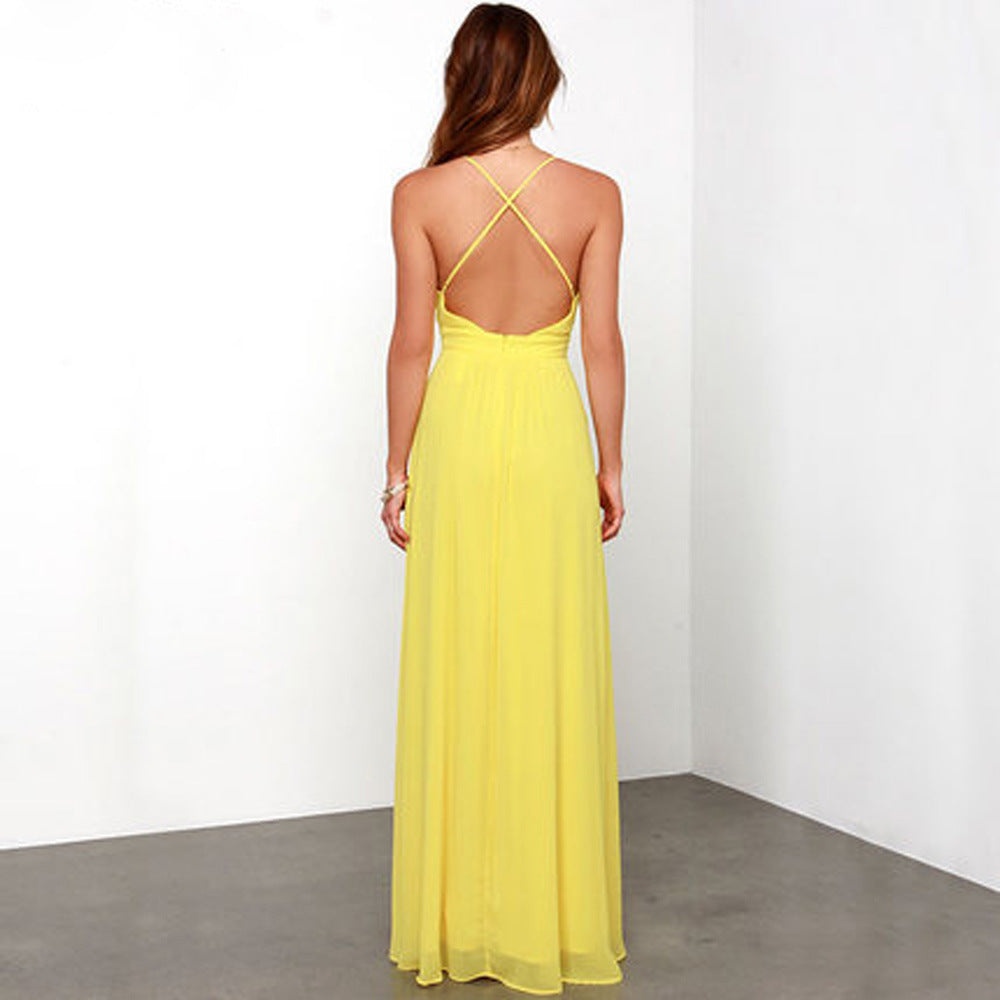 Yellow Summer Slit Dress