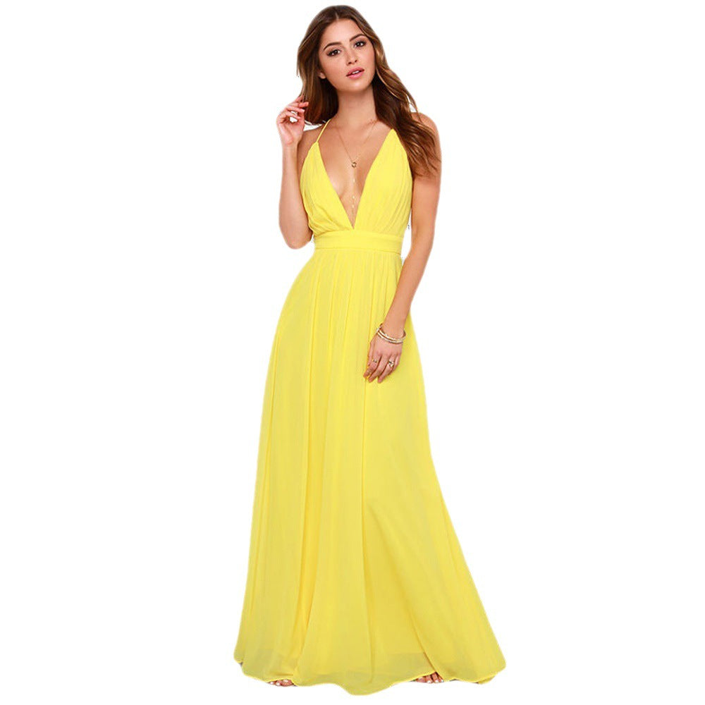 Yellow Summer Slit Dress