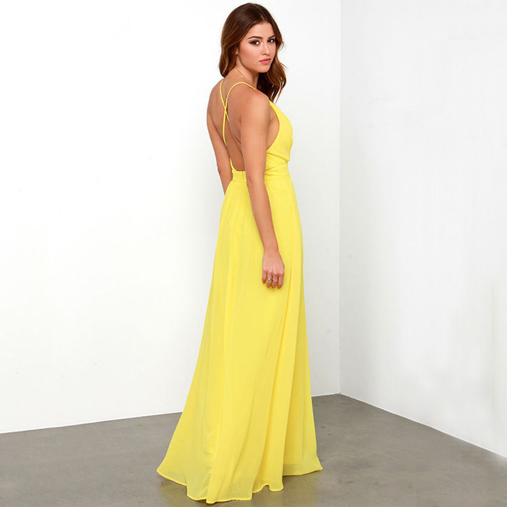 Yellow Summer Slit Dress